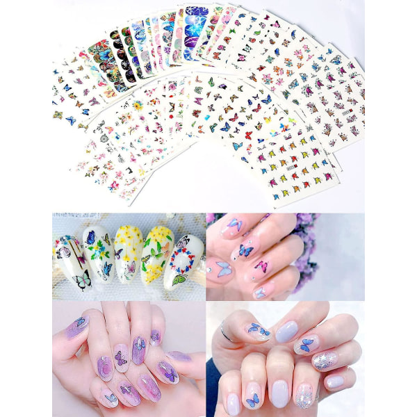 Nagelkonst Dekoration Kit, 48 ark Nagelklistermärken Kristall Strass Set 3d Holografisk Fjäril Glitter Frukt Nagelkonst Skivor Iriserande Nagel Paljetter