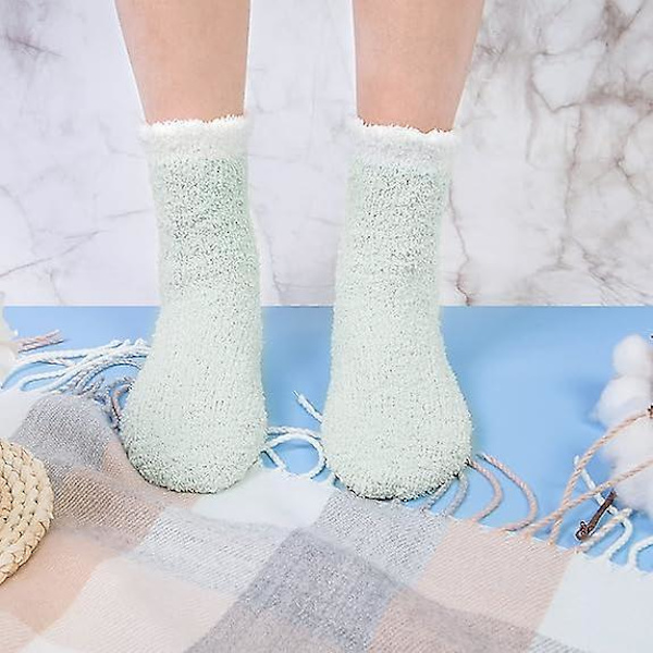5 Par Damsockor Fuzzy - Mysiga, Mjuka, Fluffiga, Söta Katt-Vintervarma Toffelsockor, Julklappstips