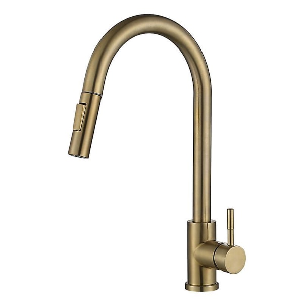 Enkelgrepp Pull-down Köksblandare, Köks Touch Sensing Rostfritt Stål Kran Diskho Induktion Pull-typ Rotation