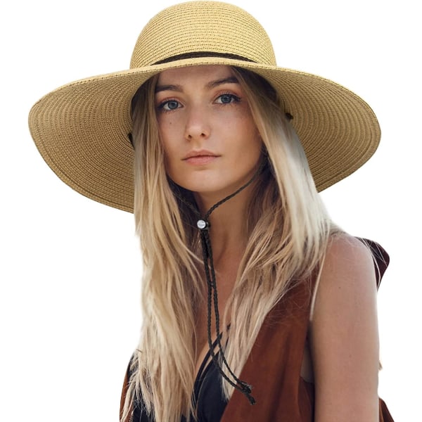 Dame Solhat Bred Skygge Sammenfoldelig Strandhat til Kvinder UV Beskyttelse Sommer Stråhat Style 2