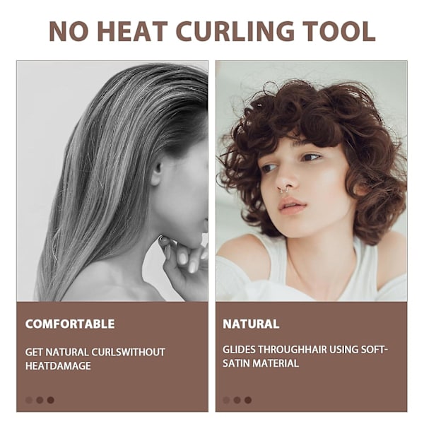 SBSGV 3-pack Värmefria Lockar Hårcurlers, Flexibla Satin Värmefria Långa Hårrullear, Mjuka DIY Våghårrullear Stylingverktyg för Långt Medellångt Hårlås Khaki