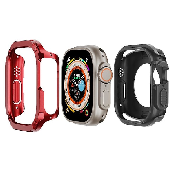 PC+TPU-fodral för Apple Watch Series 8 7 45mm/Series 6 5 4 SE (2022) SE 44mm, reptåligt Red