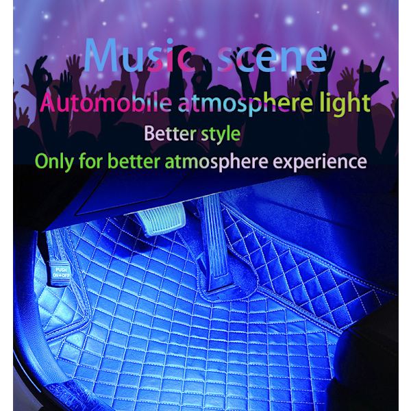 Bilbelysning Biltillbehör Bil LED-lampor APP-kontroll med fjärrkontroll Musiksynkronisering Färgförändring RGB Under Dash Bilbelysning med billaddare