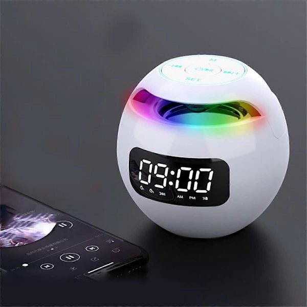 Färgglad trådlös bärbar Bluetooth-högtalare med LED-lampa, mini-woofer med mikrofon och FM-radio med upplyst högtalare C