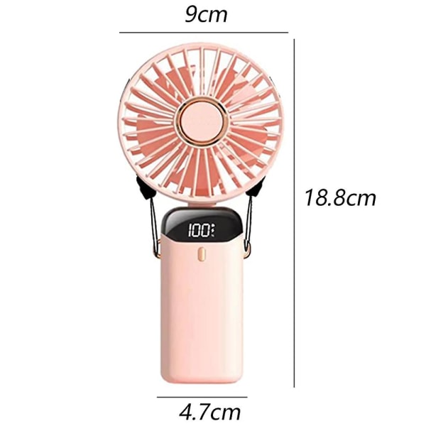 Mini handhållen fläkt, bärbar personlig fläkt Justerbar USB uppladdningsbar liten skrivbordsfläkt pink