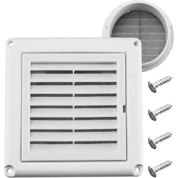 4\" Louvered Vent Cover Stoppar Fågelbon - Utomhus Torktumlare Avluftningsventilskydd (Vit)