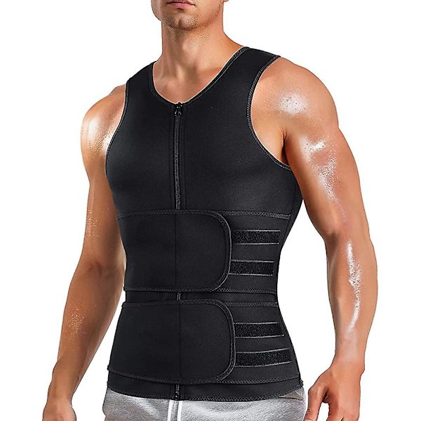 Sauna Vest til Mænd med Taljetræner Neopren Sauna Sveddragt Slankende Trøje