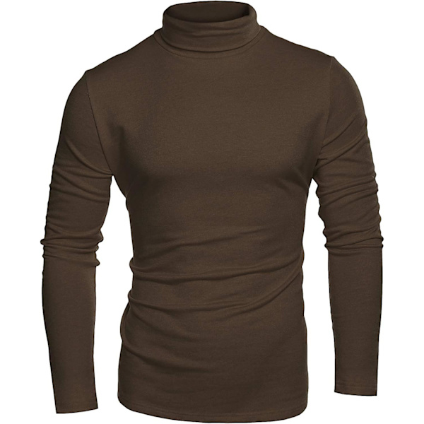 Herr Slim Fit Turtleneck Jumpers Basic Roll Neck Stickad Solid Color Pullover Dark brown