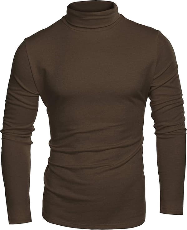 Slim Fit Rullekrave Trøjer til Mænd Basic Ensfarvet Strikket Pullover Dark brown