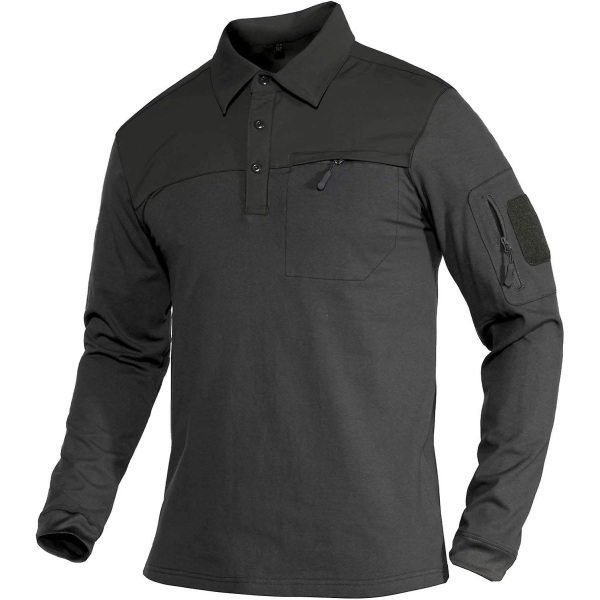 Pikétröjor för män med 2 fickor med dragkedja - Taktiska skjortor i bomull för arbete,