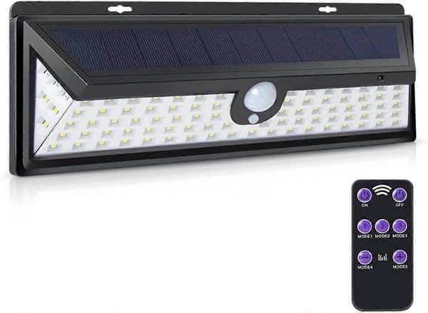92 LED solcellslampor med rörelsesensor och triangulär fjärrkontroll utomhus trädgårdsbelysning vattentät gatukontroll balkong