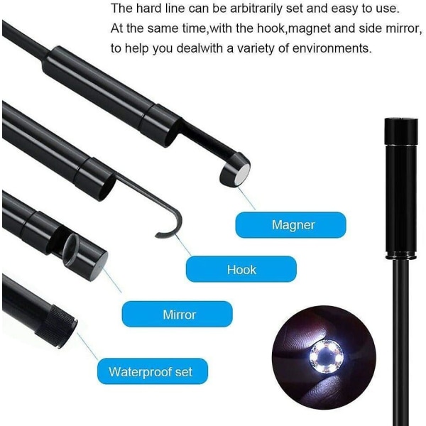 Endoskop, 3-i-1 Typ-c Usb-inspektionskamera, 6 justerbara LED-lampor, inspektionskamera Borescope, för Android-mobiltelefon surfplatta stationär dator