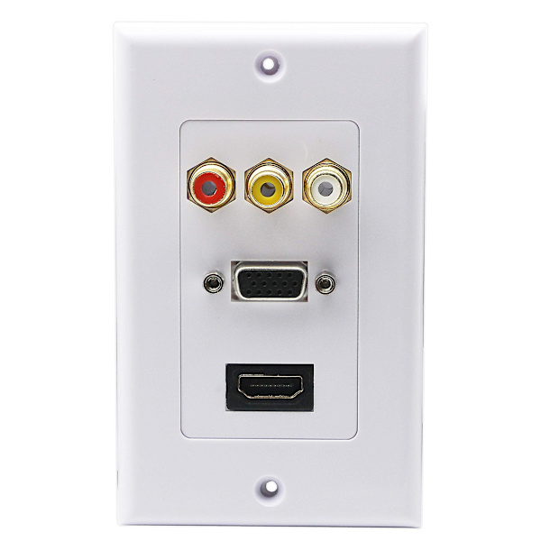 3rca+hdmi+vga Väggplatta Hdmi Komponent Komposit Audio Video Laddningsuttag Vägguttag  (3rca & Hdmi & Vga) Rca&hdmi&vga