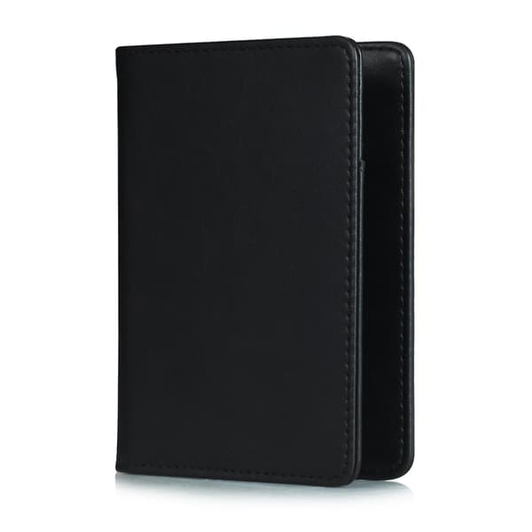 Multifunktionel PU Læderpung Bi-fold Cover Etui Pas Holder Black