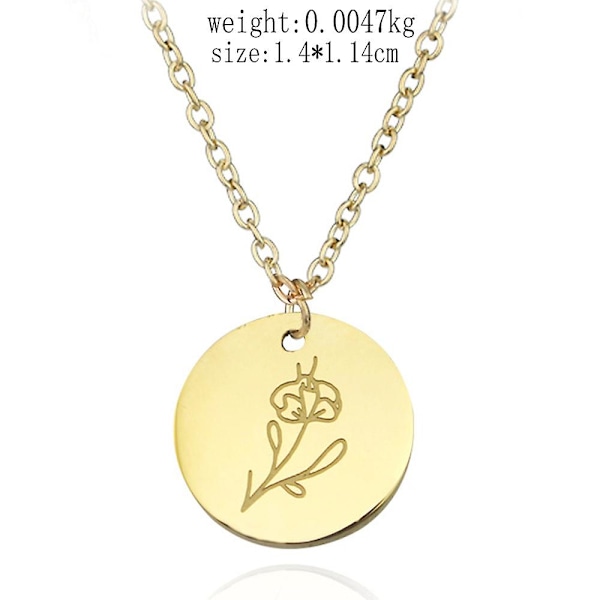 Runt mynt halsband, titanstål snidade blommor, små hängen presenter style2