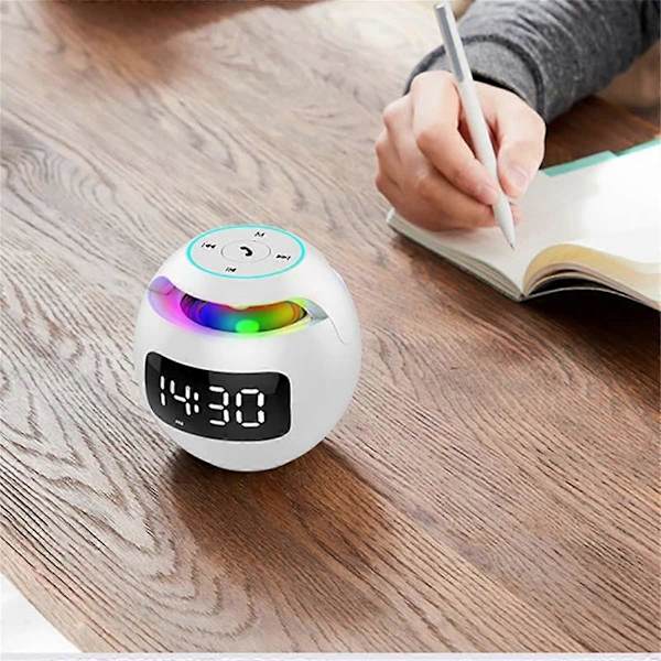 Färgglad trådlös bärbar Bluetooth-högtalare med LED-lampa, mini-woofer med mikrofon och FM-radio med upplyst högtalare C