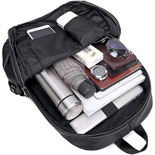 Pu Leather Backpack College Resväska Laptop Ryggsäck För Acsergery Men (c-3200) Present