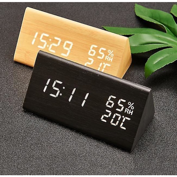 Digital väckarklocka, Elektroniska LED-klockor i trä Yellow