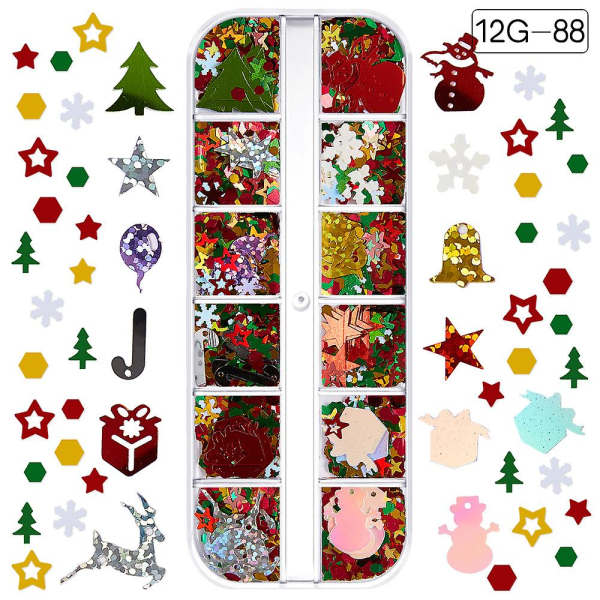 Färgade paljetter Nails Art, Glitters Thin Paillette Flakes Stickers, Christmas Nail Decals style 3