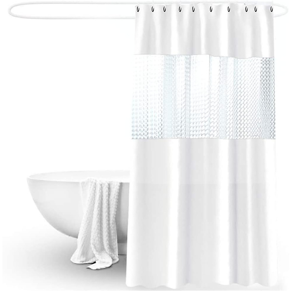 180 X 200 Cm, Vit Antibakteriell Vattentät Halvtransparent Pvc Duschdraperi, Tvättbar, Flera Färger Att Välja Mellan