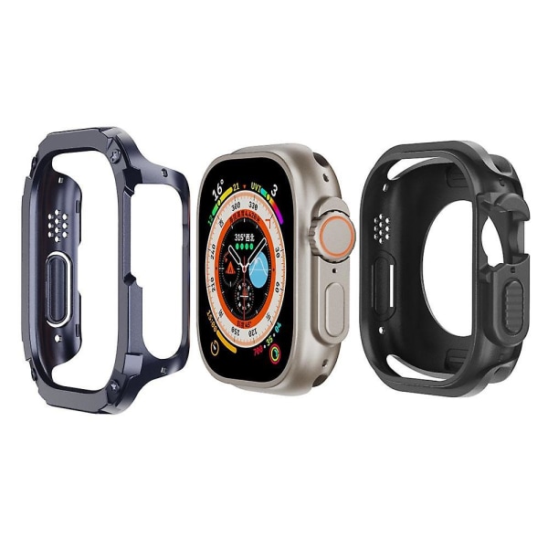 PC+TPU-fodral för Apple Watch Series 8 7 45mm/Series 6 5 4 SE (2022) SE 44mm, reptåligt Midnight Blue