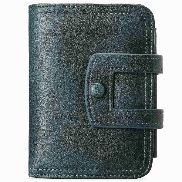 Vintage kohud läder RFID blockerande kort plånbok Kvinnor Clutch Dragkedja myntväska Dark Blue