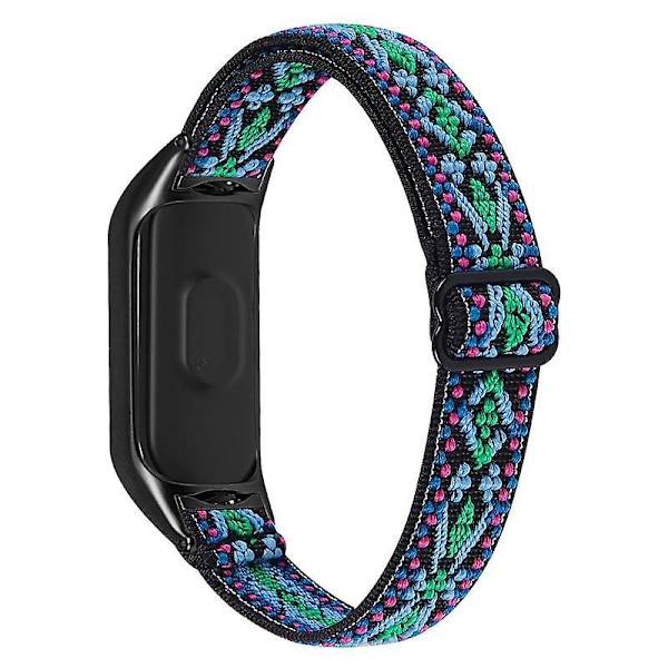 Stretchig nylon anti-scratch justerbar handledsrem för Xiaomi Mi Band 3/4, med svart klockram Style 19