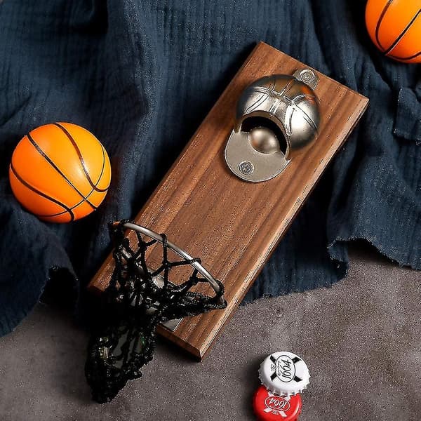 Magnetisk Basketbollflasköppnare, Träväggmonterad med Samlare