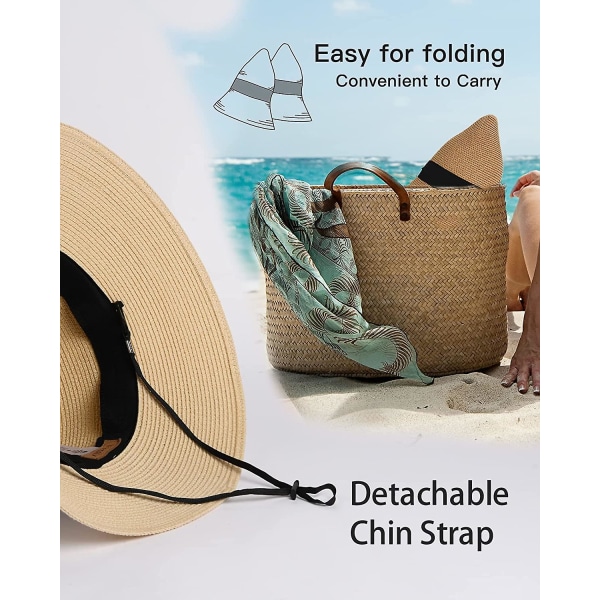 Dame Strand Sol Stråhat UV Upf50 Rejse Foldbar Skygge Sommer UV Hat Brown