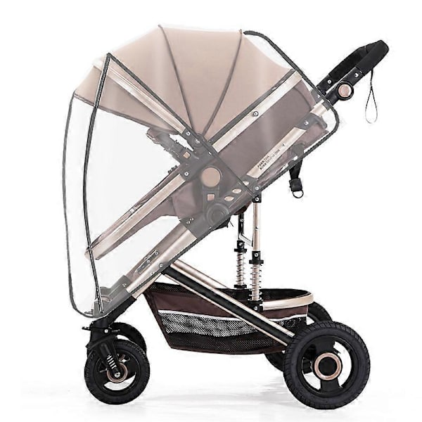 Universal Vagn Regnöverdrag Babybil Väder Vind Solskydd Transparent Andningsbar Vagn Paraply Babyvagnstillbehör Zipper EVA raincover