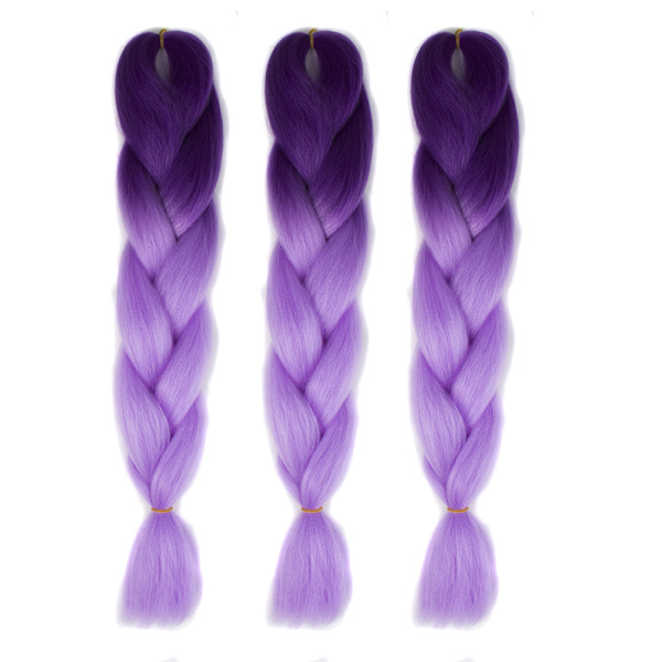 3 nippua valmiiksi venytettyjä punontahiuksia, jumbo-virkkuukoukkuletit, 60 cm pitkät värikkäät letit, box braids -virkkuukoukkuletit A