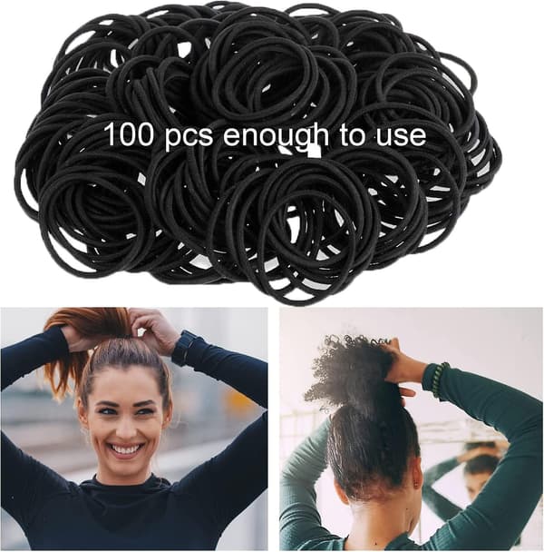 100 st Acsergery present hårsnoddar för kvinnor, 4 mm svarta hårsnoddar elastiska hårsnoddar