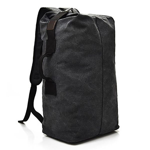 Herr Canvas Ryggsäck Resväska Axelväska för Utomhus Resor Vandring, Storlek L: 55x30x20cm Black