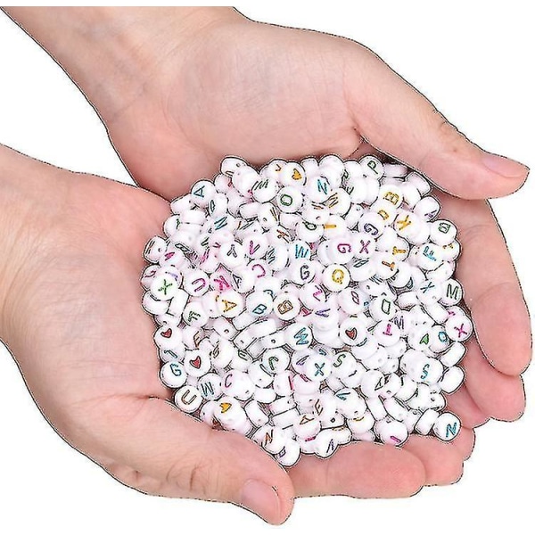 1000 st Akrylpärlor 7mm Alfabet Bokstäver Pärlor Rund Berlock För Smycken Beading Multicolor