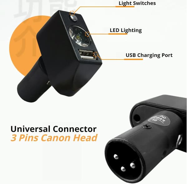 LED Elektrisk Kørestolsbelysning Controller USB-opladning Justerbar Vinkel