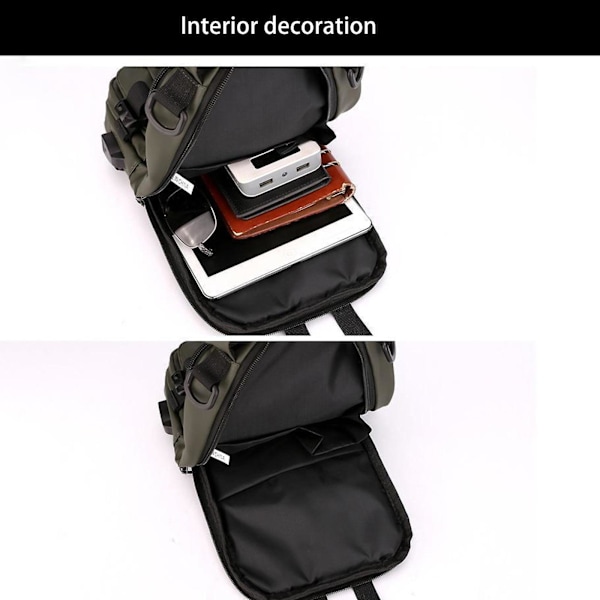 Mångfunktionell crossbody-väska för män med USB-laddningsport green