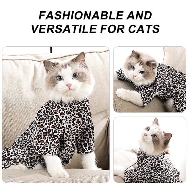Katte Kirurgi Genoptræningsdragt Kæledyrs Onesie Efter Kirurgi Beklædning Kæledyrs E-krave Alternativ Til Hun Han Kat Leopard Print/medium M