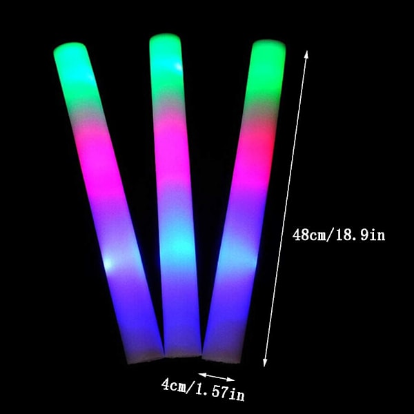 30 stk. Skum Glow Sticks - 19\" Blinkende LED Lysende Skum Sticks Multi Farve Batons Lys, Selvlysende Festposer