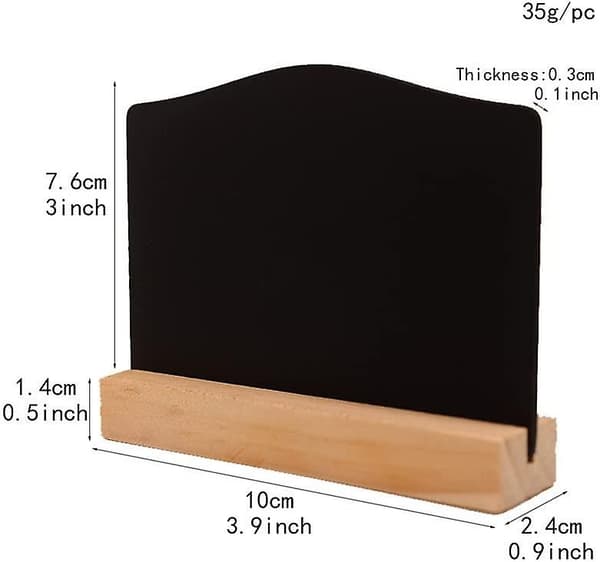 12-pack Mini Tavelskyltar med Stativ, Matskyltar för Buffé, Bordnummer, Namnskyltar, Bröllop, Buffé, Små Svarta Tavlor i Trä