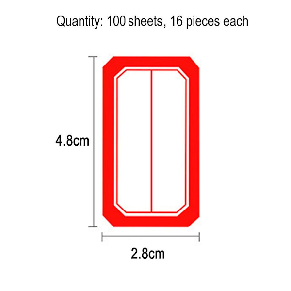 140 Arkia, - Tiedostokansio Tarrat, vedenpitävä Tarra Nimi Tarra Kotiin - Punainen/sininen style 2 Red 100 sheets