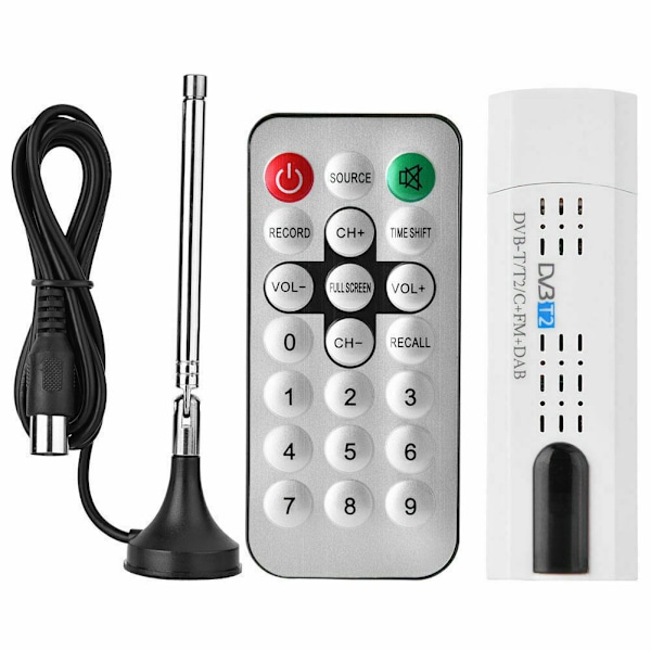 USB 2.0 Tuner DVB-T2 / DVB-T DVB-C DAB SDR FM USB-pinne Digital HDTV F Bærbar PC