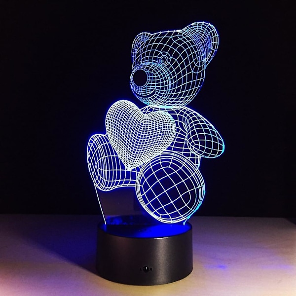 3D Optisk Illusjonslampe LED 7 Farger Berøringsbryter Skiftende Nattlys For Soverom Hjem Dekor Bryllup Bursdag Jul