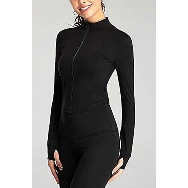 Lett Dame Full Glidelås Løpejakke Trenings Slim Fit Yoga Sportsklær Med Tommelhull L