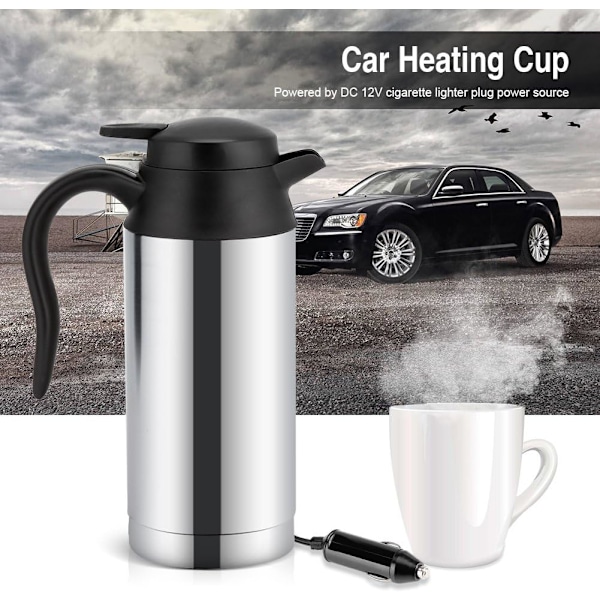 Elektrisk vattenkokare för bil, 750 ml vattenkokare uppvärmningskopp kaffekopp resevattenflaska snabb uppvärmning för camping båt lastbil - BPA-fri