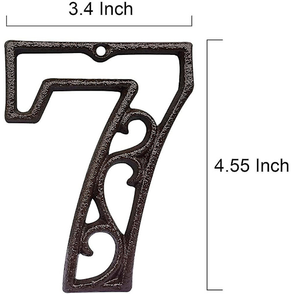 Dekorative Husnumre - 11,7 cm højt rustikt støbejerns husnummer