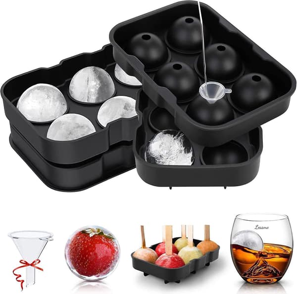Jätteform för isbitar, rund, 2-pack silikon XXL-isbitsformar med lock och