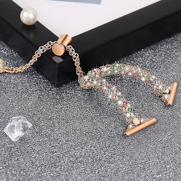 20mm klockarmband för Samsung Galaxy Watch6 40mm 44mm/Watch6 Classic 43mm 47mm/Watch 4/5 40mm 44mm Rose Gold Colorful Rhinestone