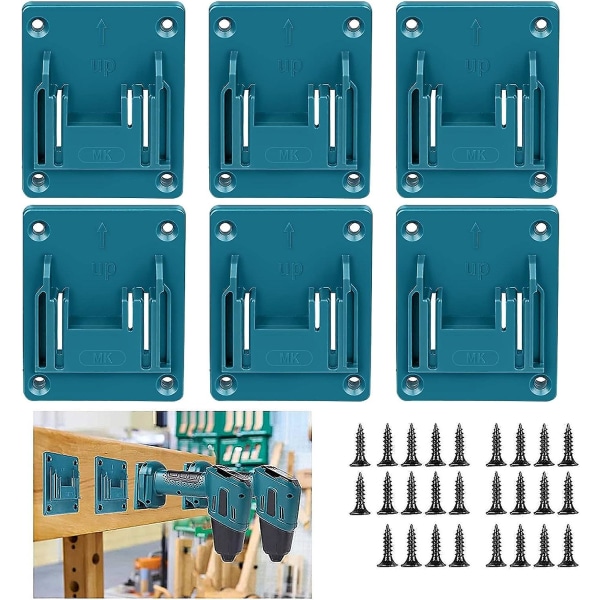 Verktøyholder for veggmontering for Makita/Dewalt Miwatch - 6 stk. 14-18 V Elektroverktøy Boreverktøy Holder Maskinholder Verkstedoppbevaring