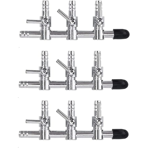 Akvarie Luftventil 3 Vägs Inline Grenrör Luftflödespump Slang Splitter Spak Kontrollventil 3-pack