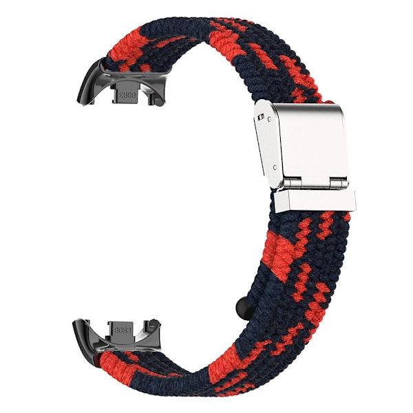 För Xiaomi Smart Band 8 flätad nylon klockarmband justerbart spänne elastiskt band Black Red